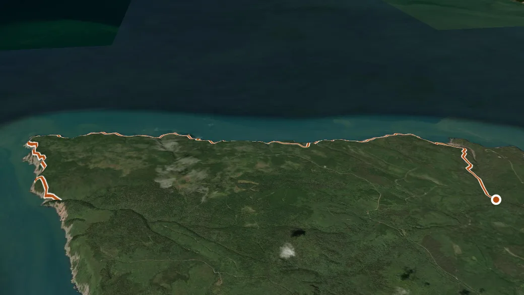 3-D terrain view of Coastal Trail