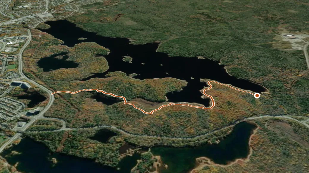 3-D terrain view of Long Lake - Main Trail