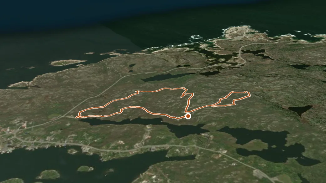 3-D terrain view of Hiking Trail (West Dover Provincial Park)