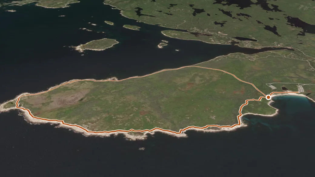 3-D terrain view of Pennant Point Trail