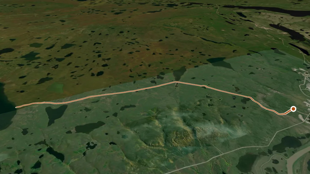 3-D terrain view of Skidoo Trail