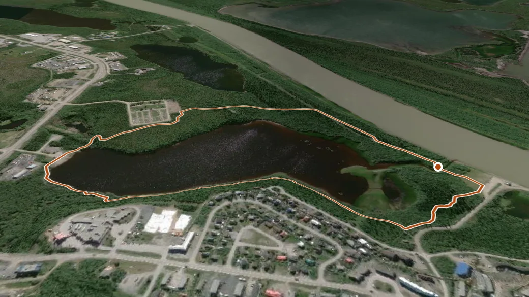 3-D terrain view of Boot Lake Trail