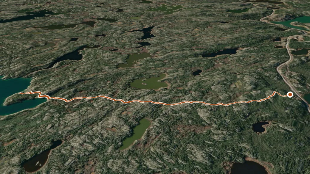 3-D terrain view of Bighill Lake Trail