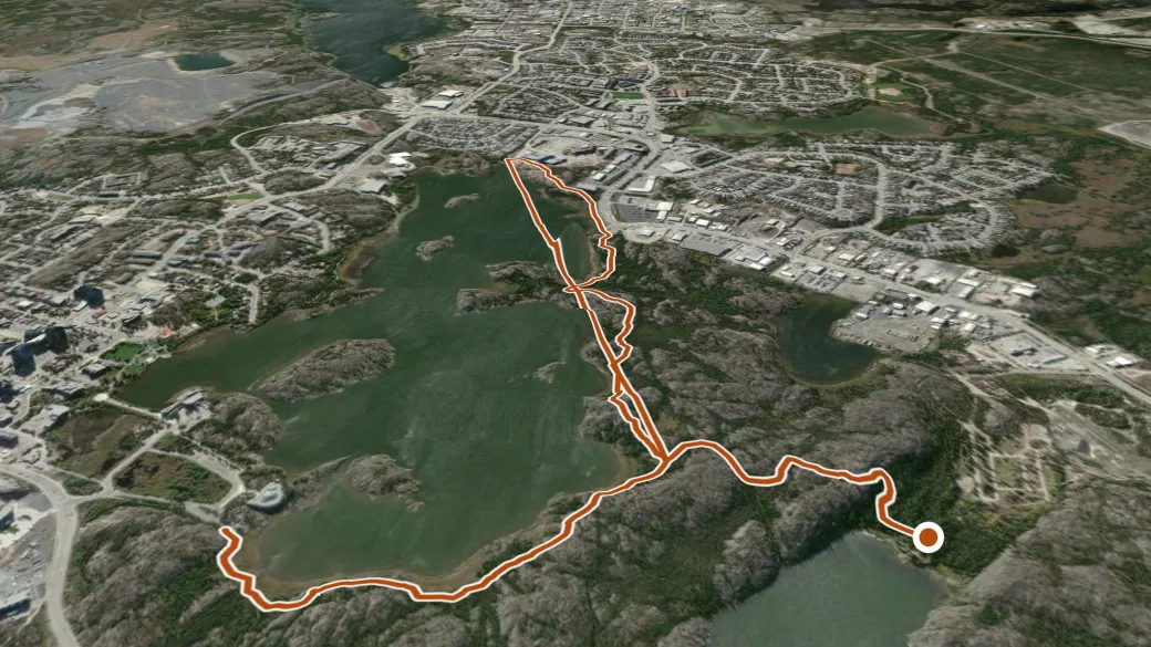 3-D terrain view of Frame Lake Trail