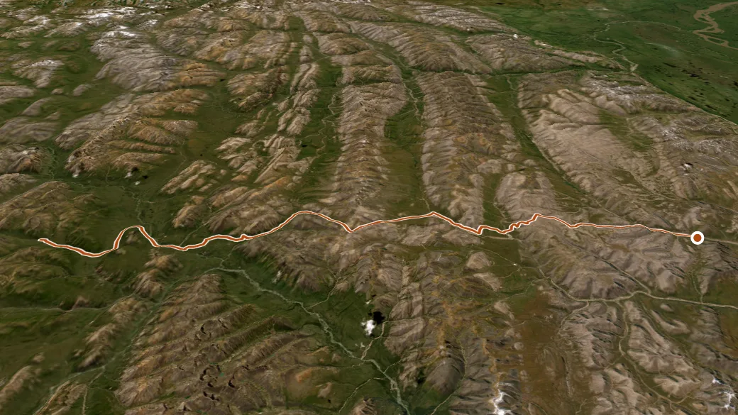 3-D terrain view of Canol Trail