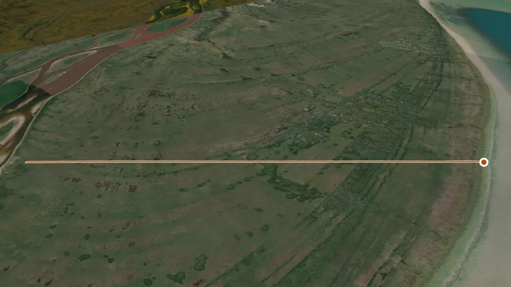 3-D terrain view of Mostos Portage