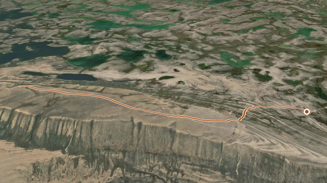 3-D terrain view of Ovayuk Trail