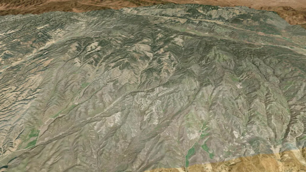 3-D terrain view of Clear Creek Trail
