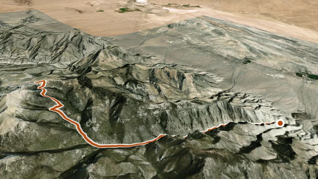 3-D terrain view of Hendrys Creek