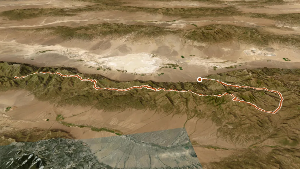 3-D terrain view of Toiyabe Crest Natl Rec Trail