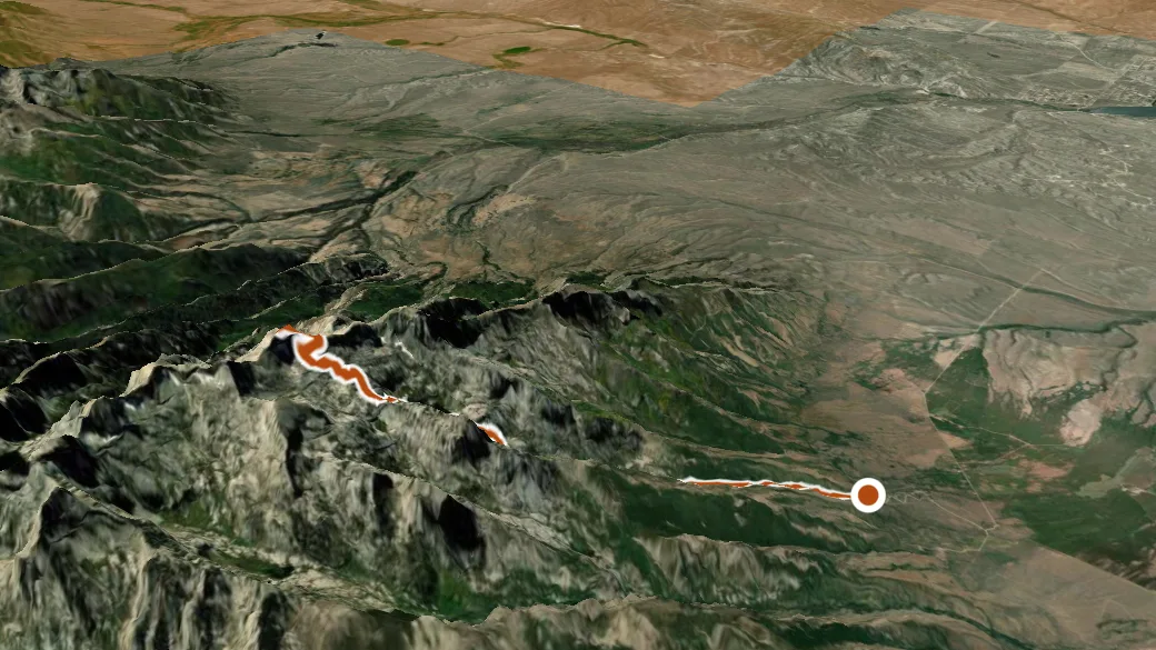 3-D terrain view of Hennen Canyon