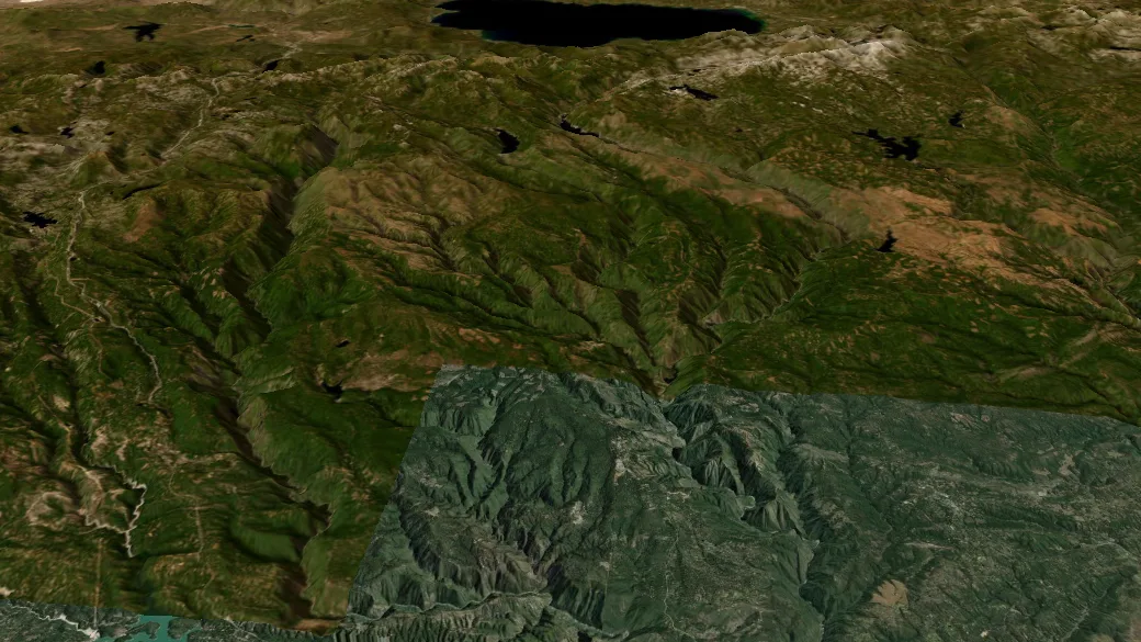 3-D terrain view of Tahoe Rim Trail