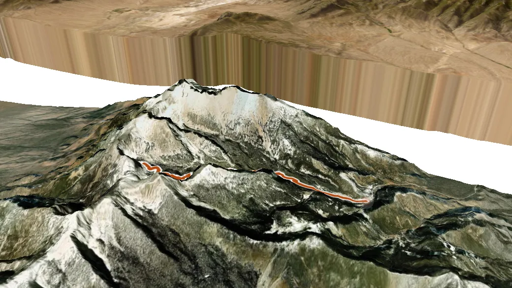 3-D terrain view of Baker Lake Trail