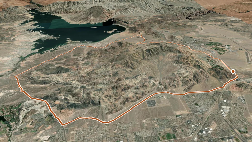 3-D terrain view of River Mountains Loop