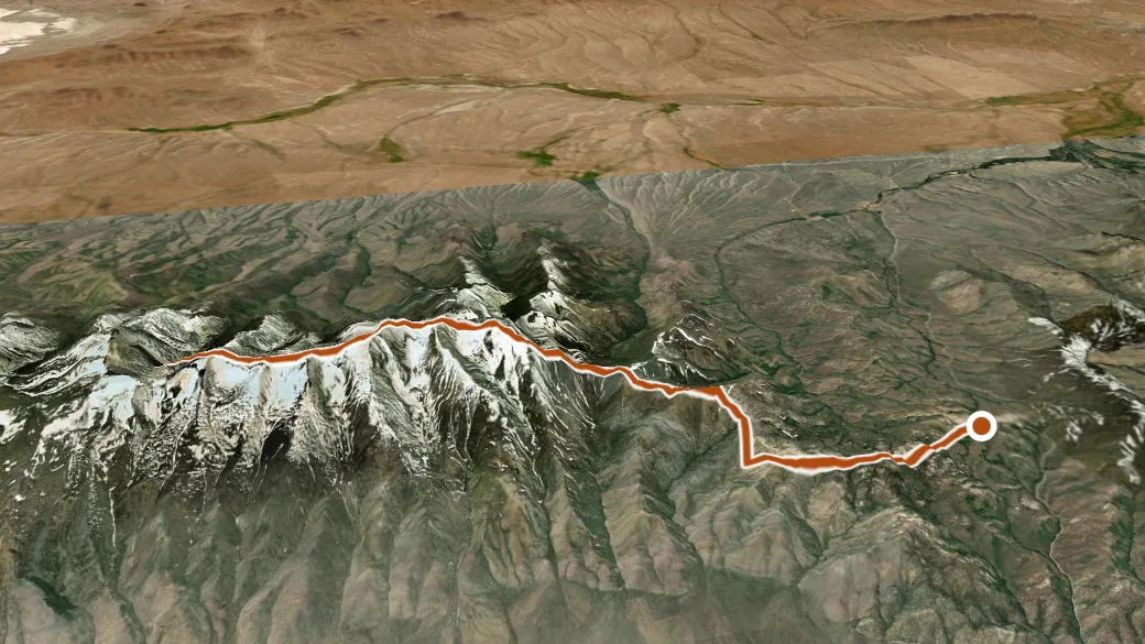 3-D terrain view of Ruby Crest Trail