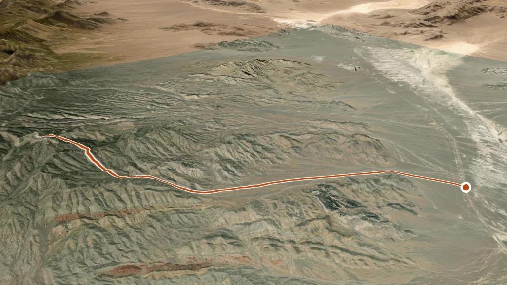 3-D terrain view of Lucky Strike Trail
