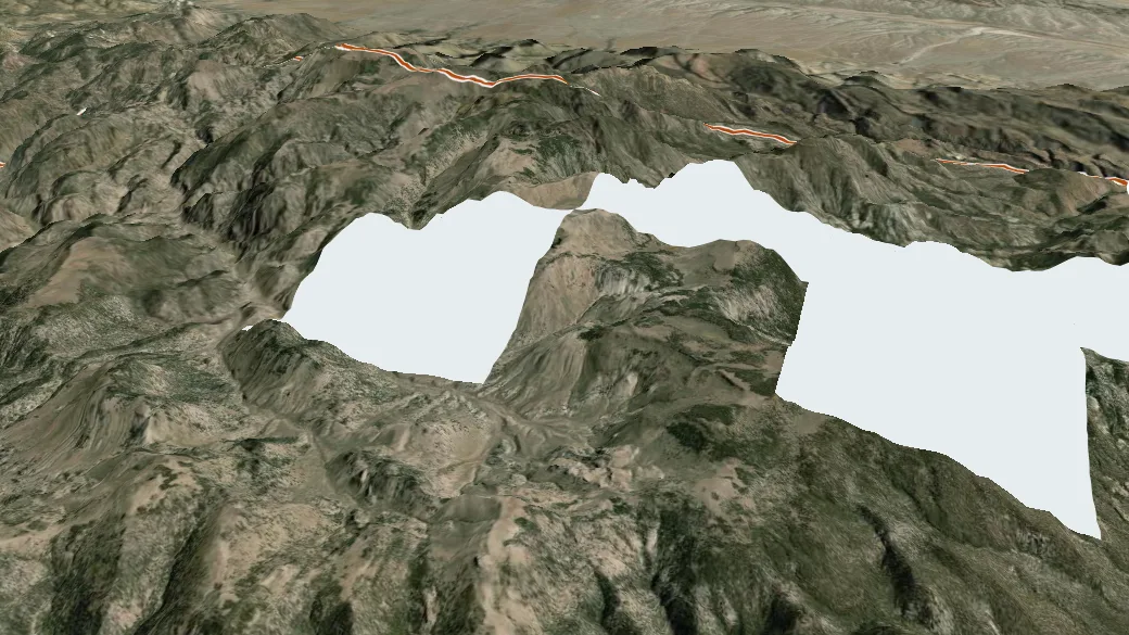 3-D terrain view of Little Cottonwood Canyon