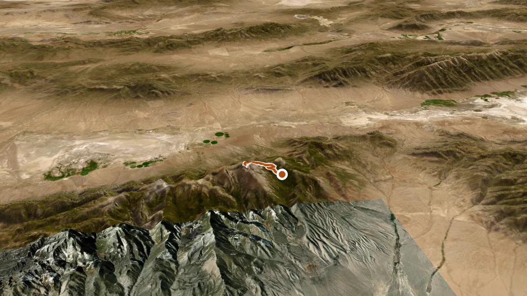 3-D terrain view of Wheeler Peak Summit Trail