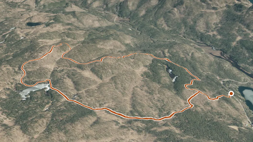 3-D terrain view of Pole Hill Pond Trail