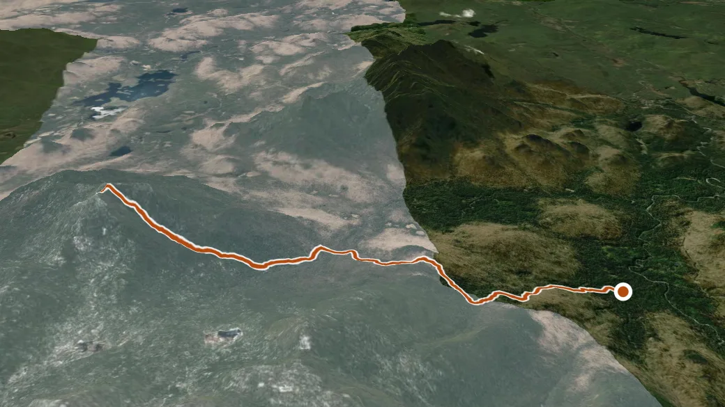 3-D terrain view of Allen Mountain Trail