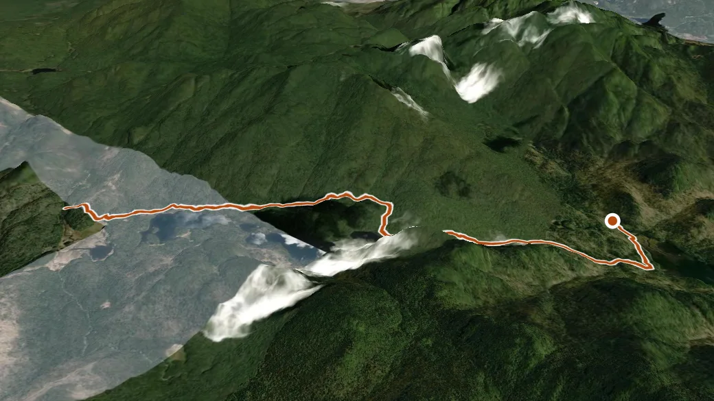 3-D terrain view of Duck Hole Via Preston Ponds Trail