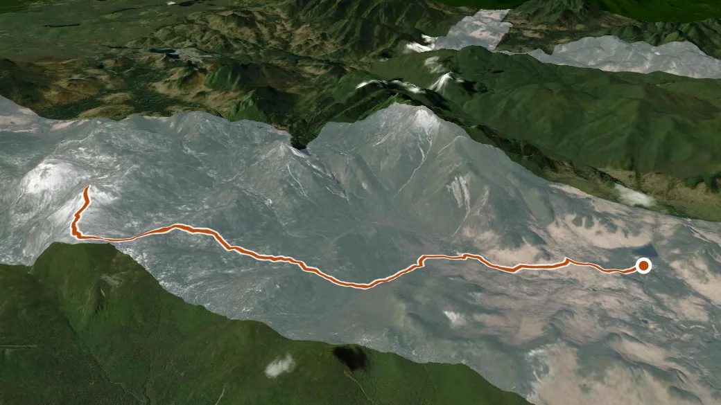 3-D terrain view of Van Hoevenberg Trail To Marcy