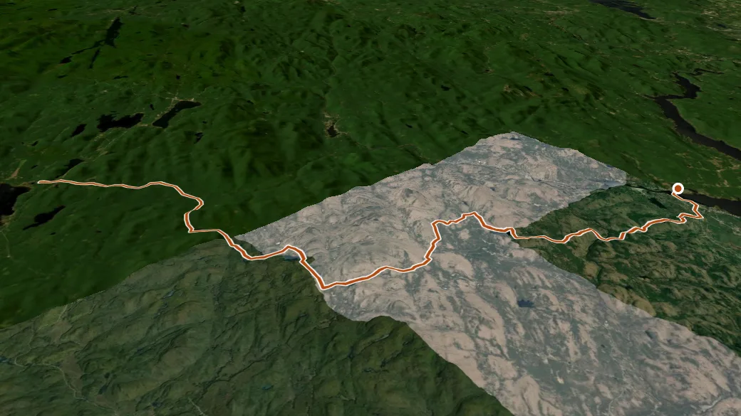3-D terrain view of Northville-Placid Trail