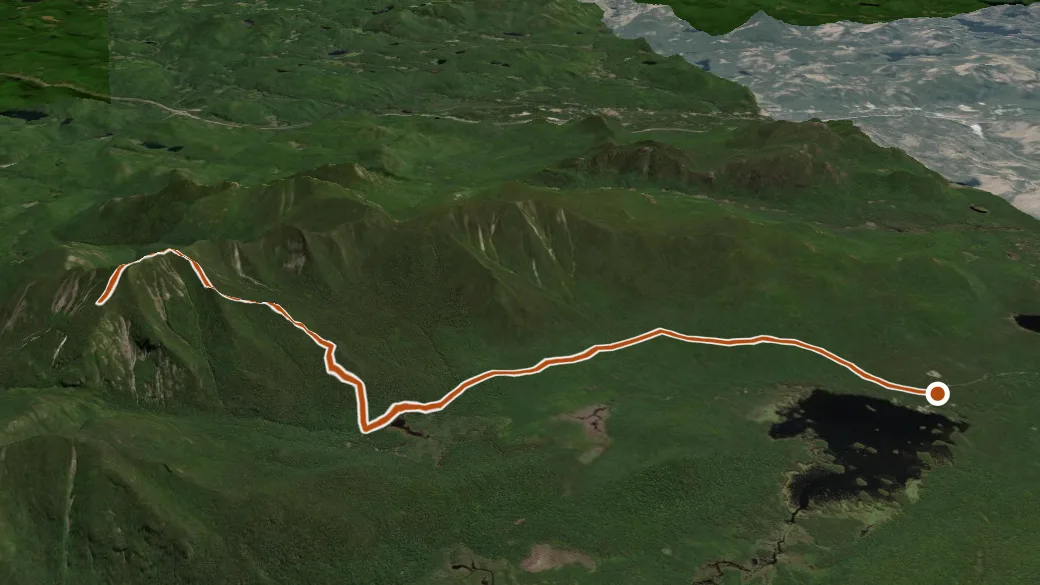 3-D terrain view of Elk Lake To Dix Mountain Trail