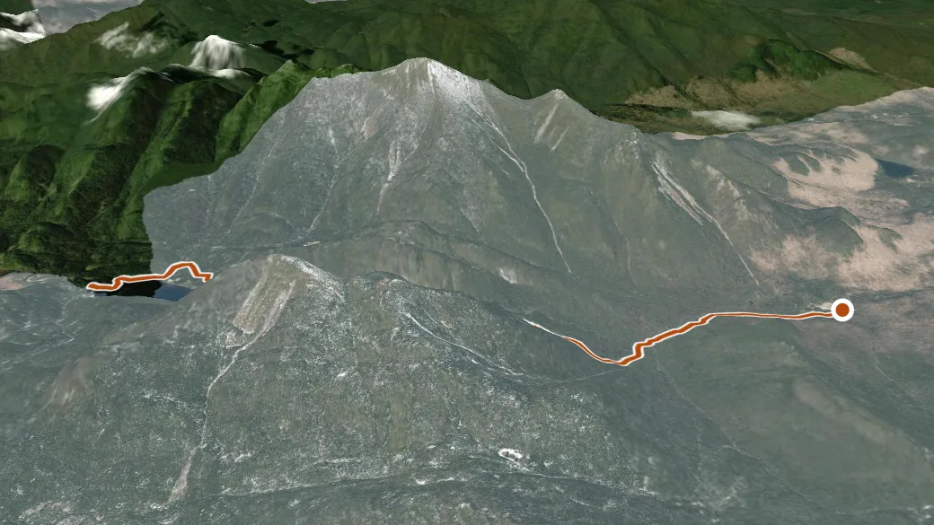 3-D terrain view of Avalanche Pass Trail