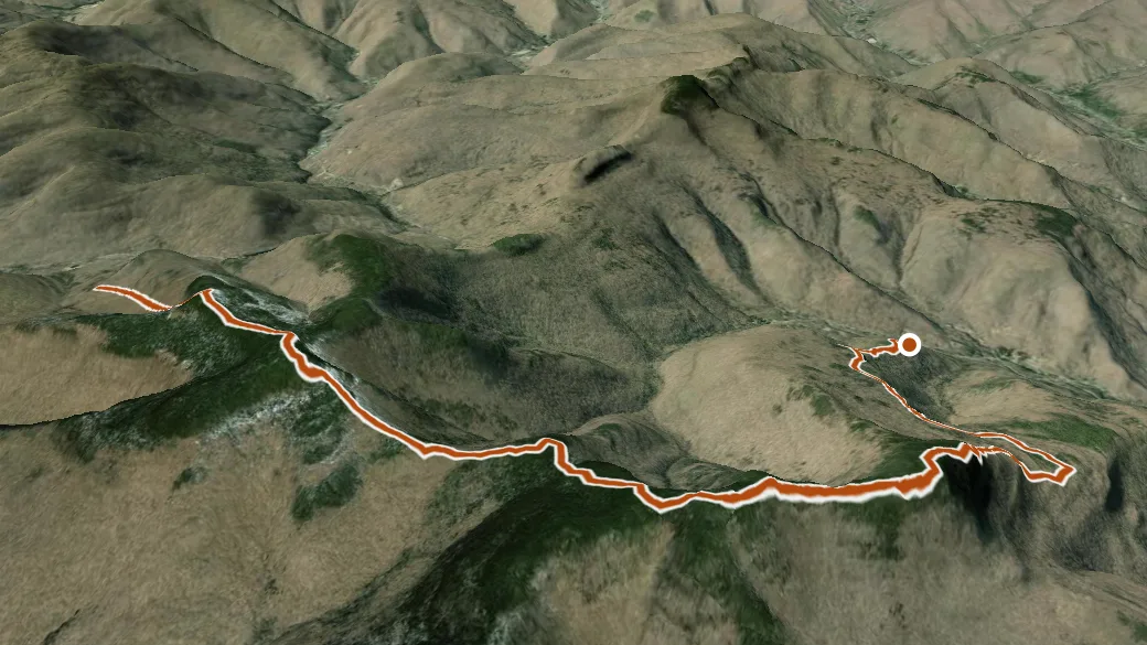 3-D terrain view of Burroughs Range Trail-Wittenberg-Cornell
