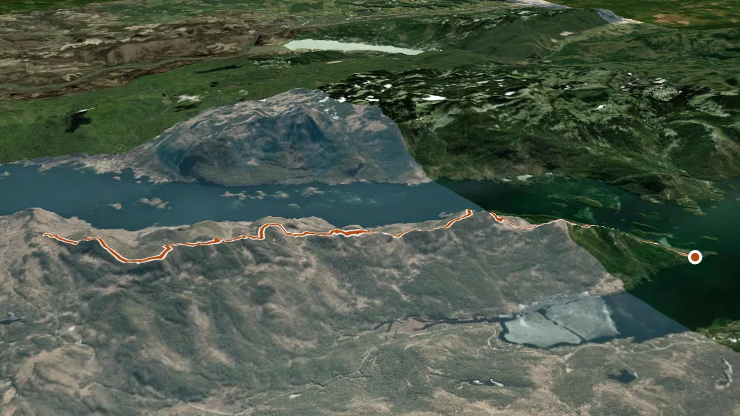 3-D terrain view of Tongue Mountain Range Trail