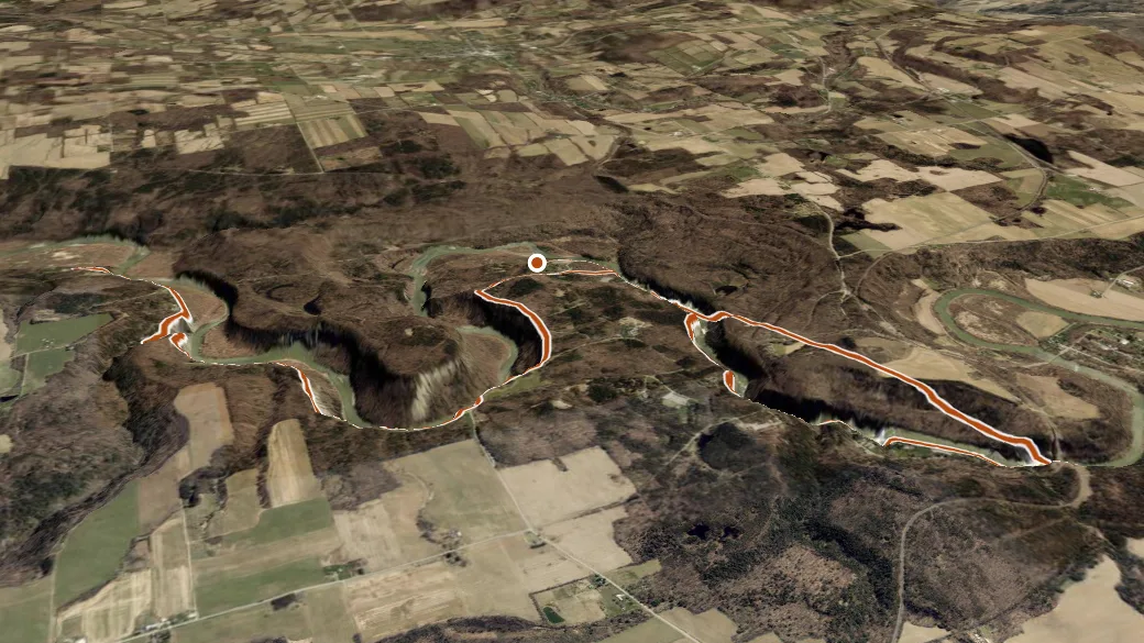 3-D terrain view of 1 - Gorge Trail