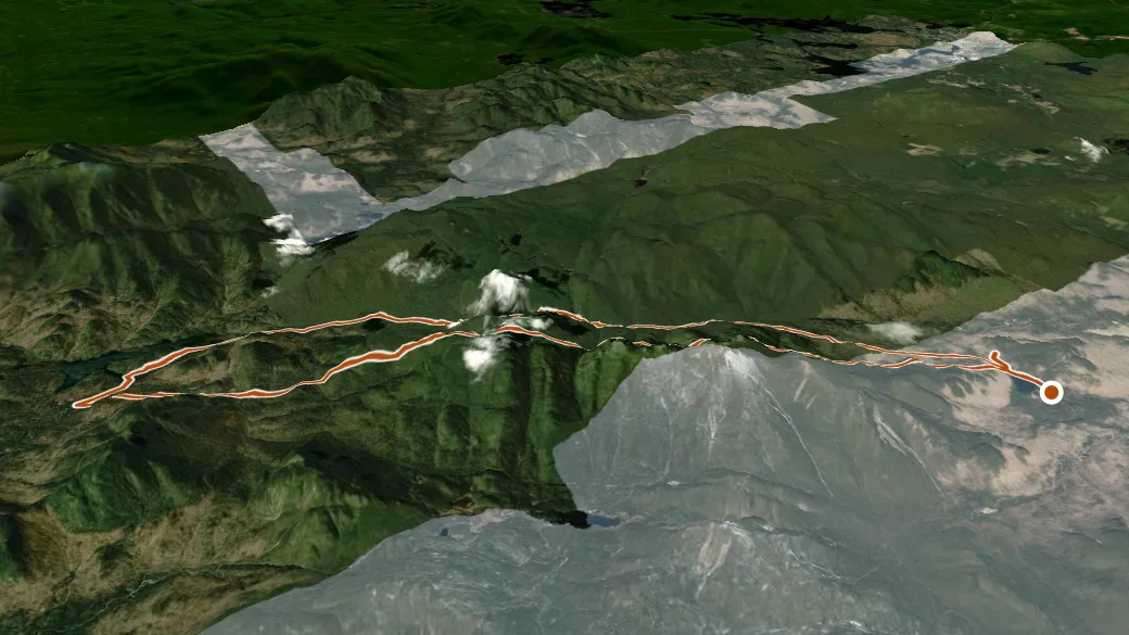 3-D terrain view of Indian Pass Trail