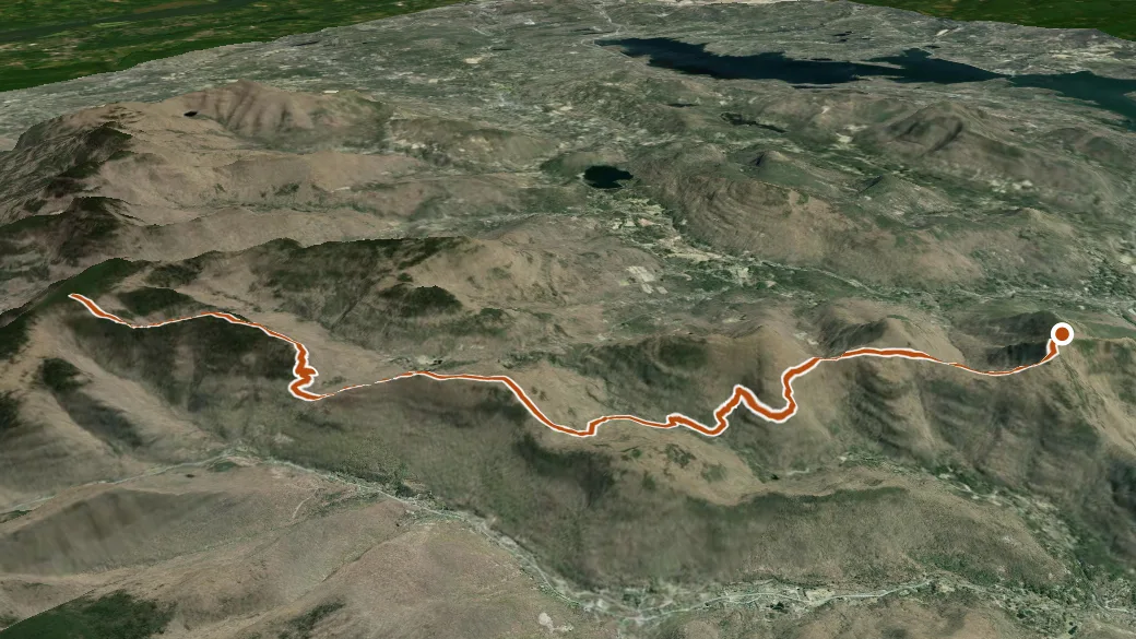 3-D terrain view of Warner Creek Trail
