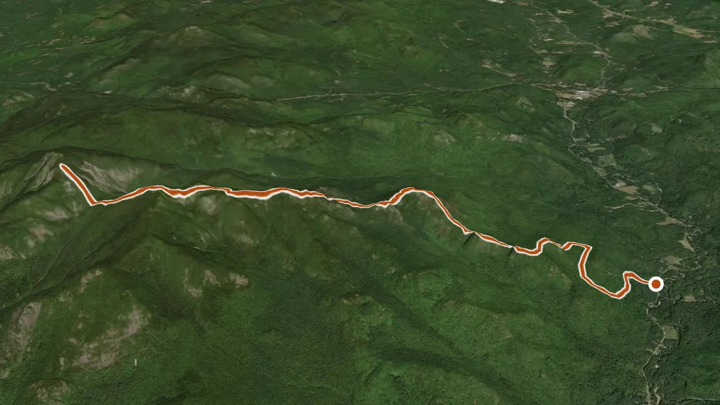 3-D terrain view of East Trail To Giant Mtn. Via Rocky Peak Ridge