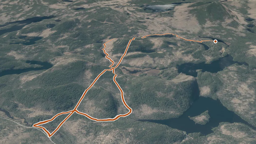 3-D terrain view of Short Swing Trail