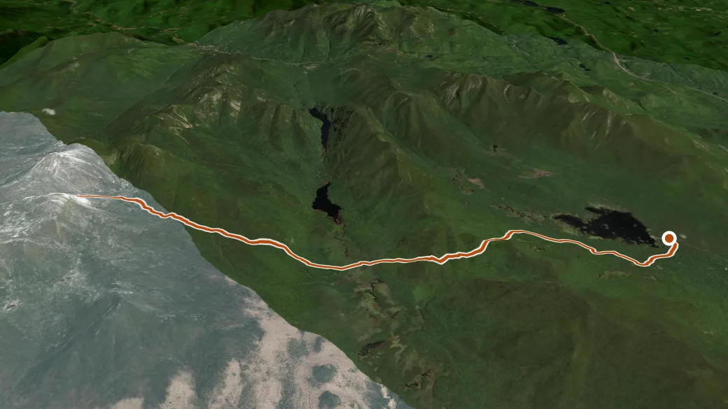 3-D terrain view of Elk Lake To Marcy Trail