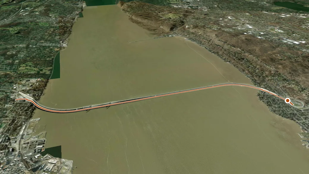 3-D terrain view of Tappan Zee Bridge Path