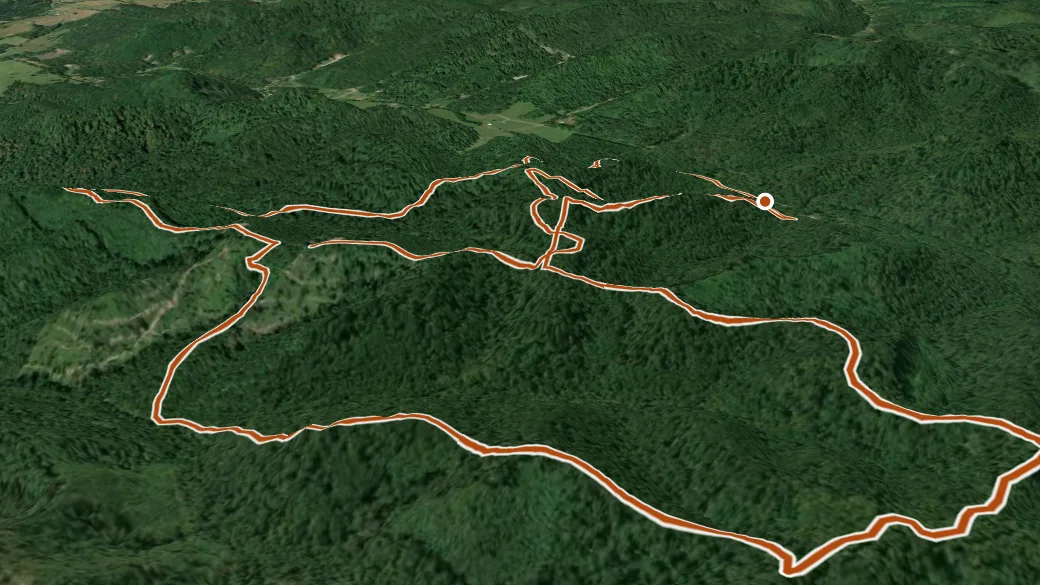 3-D terrain view of Tar Hollow Bridle System