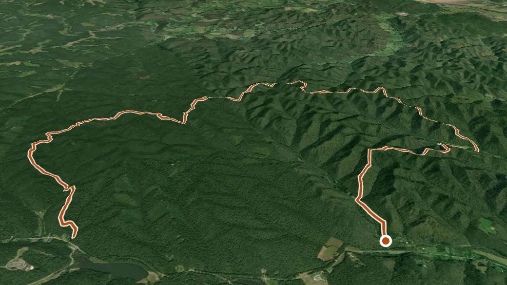 3-D terrain view of Backpack Main Trail North Loop