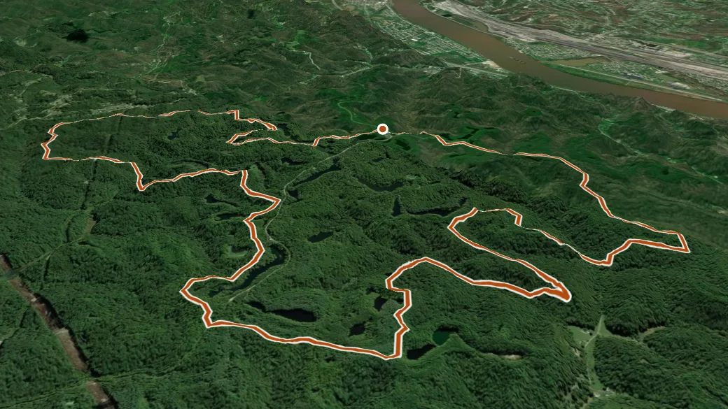 3-D terrain view of Hanging Rock Loop