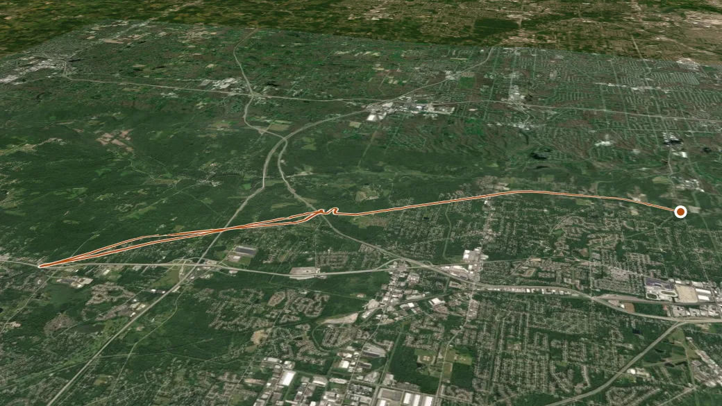 3-D terrain view of Bike & Hike Trail