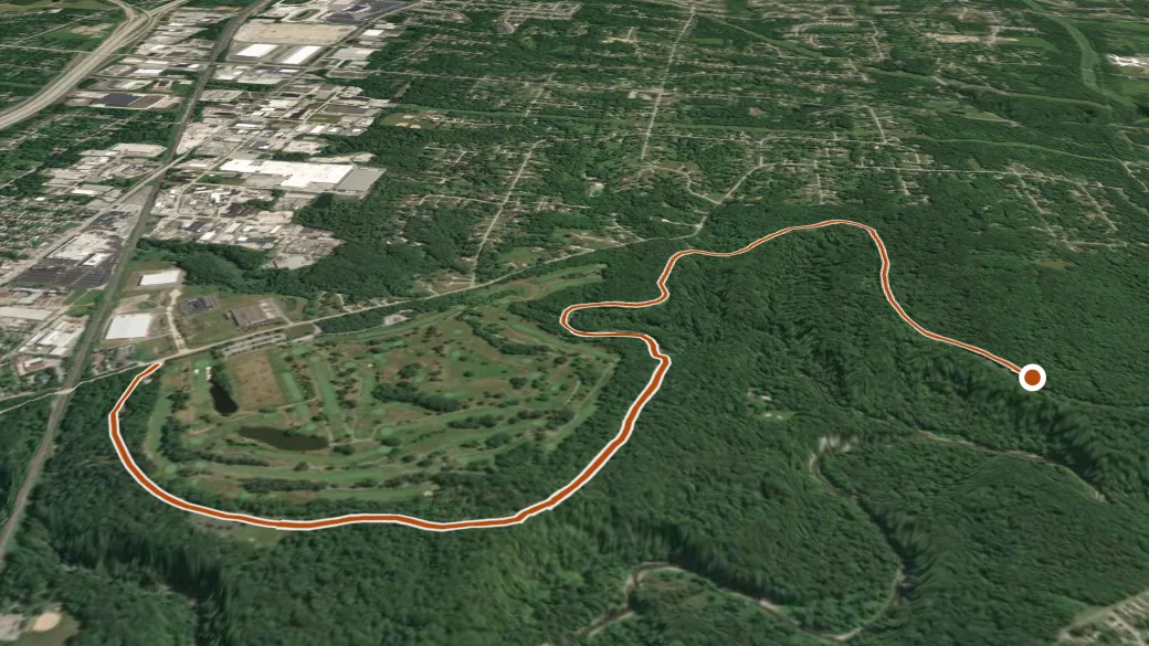 3-D terrain view of All Purpose Trail