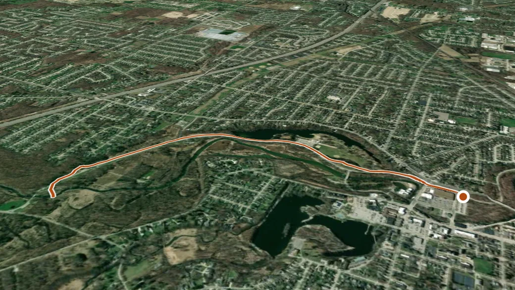 3-D terrain view of Mill Stream Run Bridle Trail