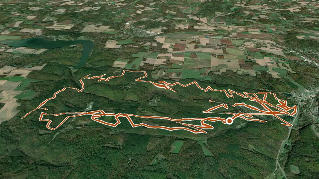 3-D terrain view of Mohican Mountain Bike Trail