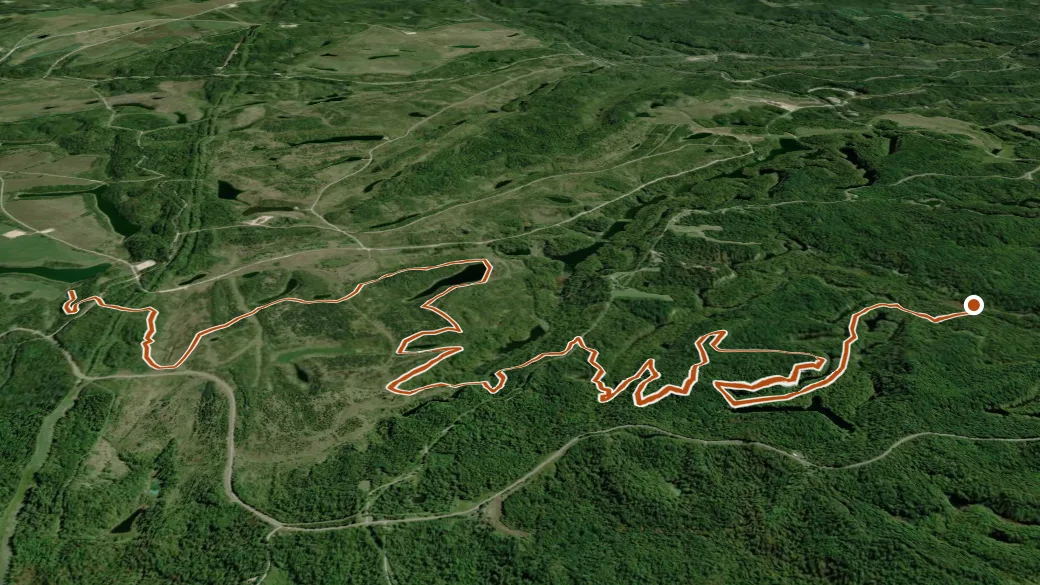 3-D terrain view of Straker Ridge Trail