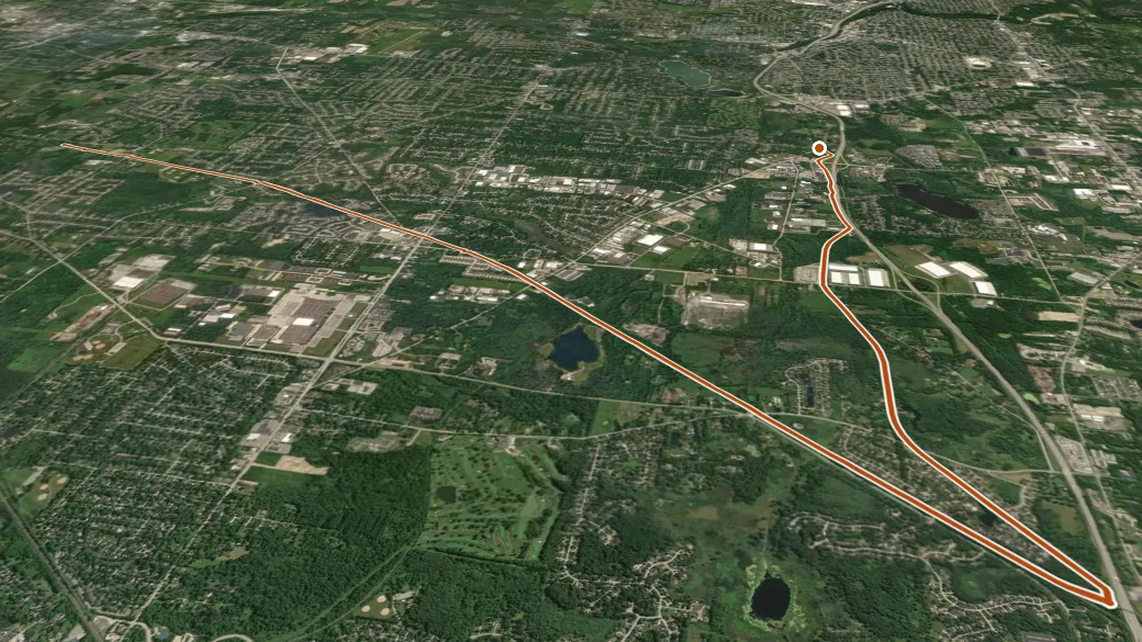 3-D terrain view of Bike and Hike Trail