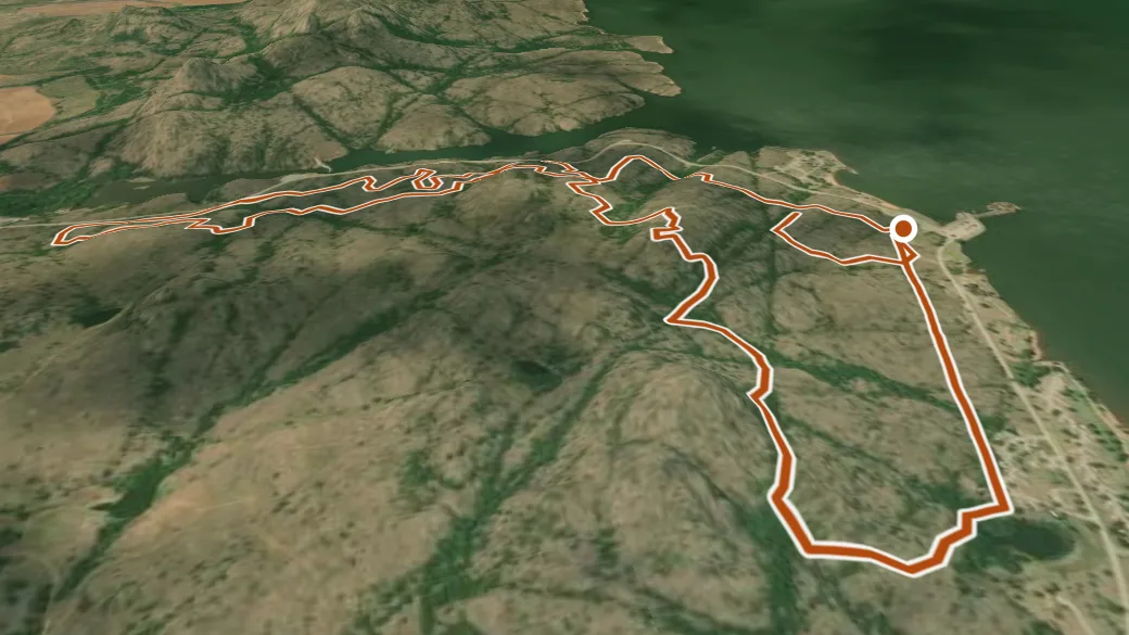 3-D terrain view of Great Plains State Park MTB and Hiking trails