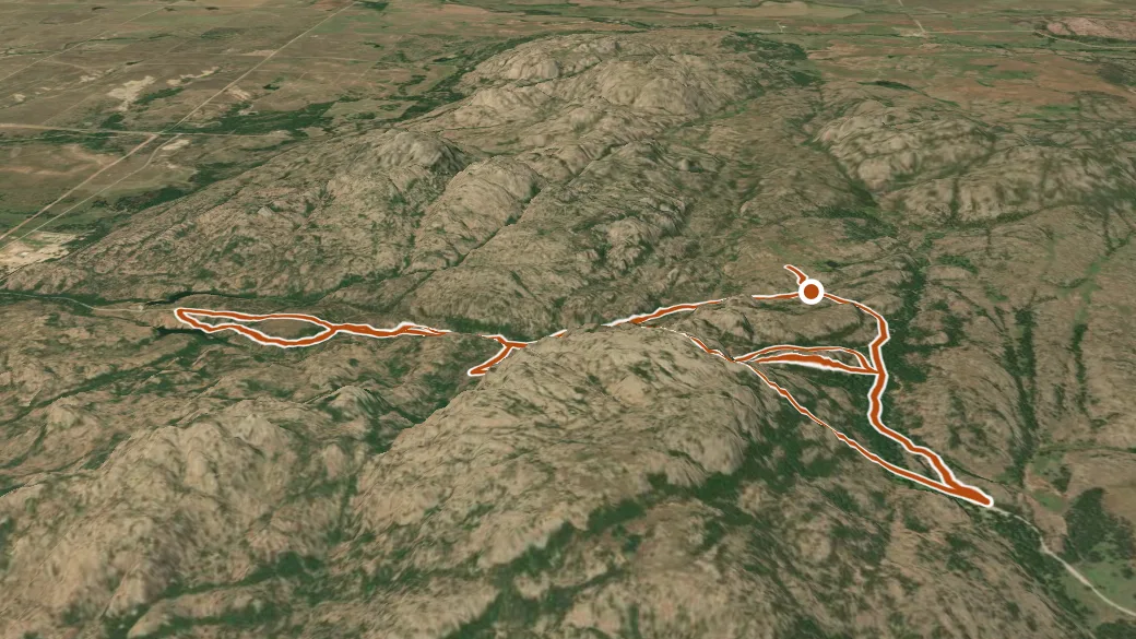 3-D terrain view of Charon'S Garden Trail