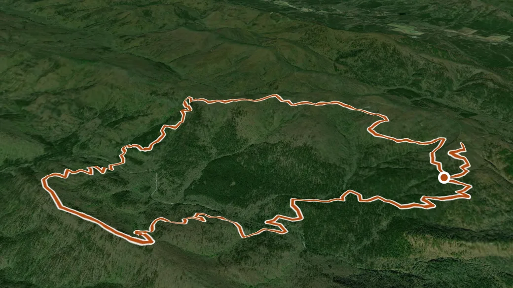 3-D terrain view of Beech Cr - Blue Bouncer
